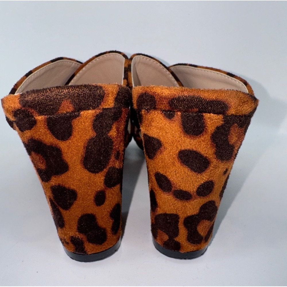 Allegra K Crisscross Strap Block 7.5 mule Heel Slide Sandal leopard Y2K Coquette - Picture 4 of 10